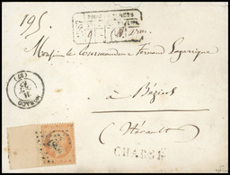 O Timbre De FRANCE N°23, 40c. Orange Obl. PC 2387 S/lettre Chargée, Frappée Du CàD De MONACO Du 21 Octobre 1868 à Destin - Sonstige & Ohne Zuordnung