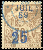 O 25 Sur 15 Sur 30c. Brun. ERREUR Corrigée Avec Cachet à La Main. Obl. CàD Du 28 JUILLET 1889. Une Des Deux Pièces Connu - Andere & Zonder Classificatie