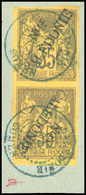 O Paire Verticale Du 35c. Violet-noir S/jaune, Surcharge Renversée Tenant à Normal. Obl. De GOMEN Du 21 Décembre 1893. T - Andere & Zonder Classificatie