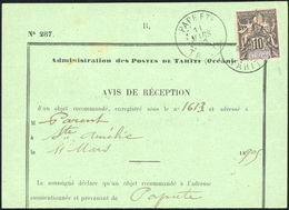 O 10c. S/document Des Administrations Des Postes Frappé Du CàD De PAPEETE Du 11 Mars 1905 à Destination De STE-AMELIE. T - Sonstige & Ohne Zuordnung