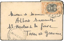 O 15c. Orange Et Noir. Obl. Cachet Anglais S/lettre à Destination De M. SARRAULT Albert, Ancien Ministre, à ST-NICOLAS D - Andere & Zonder Classificatie