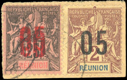 O 05 S/25c. Double Surcharge Dont Une Renversée + 05 S/25c. Chiffres Espacés Obl. S/petit Fragment. 2 Exemplaires Connus - Andere & Zonder Classificatie