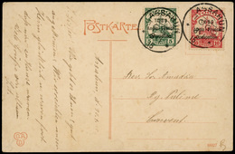 O 10pf. Rouge. Type B. Sans Filigrane + 5pf. Vert Obl. Sur Lettre Frappée Du CàD D'ASSAHUN - TOGO Du ... à Destination D - Sonstige & Ohne Zuordnung