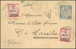 O Entier Postal à 5c. De MONACO Obl. CàD Du 10 Mai 1898 à Destination De Mr. MANNONI - Receveur Des Postes à Zanzibar. C - Altri & Non Classificati