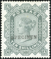 * 10sh. Grey Green. Plate 1. Overprint ''SPECIMEN''. Exceptional Quality. - Sonstige & Ohne Zuordnung