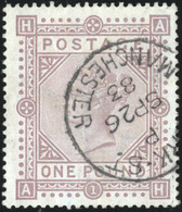 O 1882. 1£. Brown-lilac On Blued Paper. Wmk. Anchor. Perf. 14. Plate 1. Lettered BE. Used Is Genuine. - Sonstige & Ohne Zuordnung