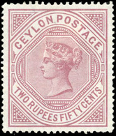 * 2r.50 Dull Rose. P. 14 X 12 1/2. RR. SUP. - Ceylon (...-1947)