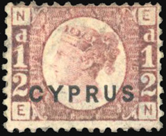 * 1/2 Rose + 1p. Red. VF. - Cyprus (...-1960)