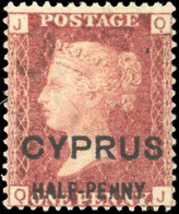 * 1/2p. On 1p. Red. Plate 215. VF. - Cyprus (...-1960)