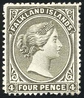 * 4p. Grey-black. Wmk Sideways Reversed. VF. - Falklandeilanden