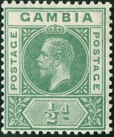 * 1/2p. Deep-green. Split ''A''. VF. - Gambia (...-1964)