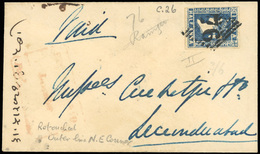 O 1/2a. Blue. Die II. Used On Cover. F. - Andere & Zonder Classificatie