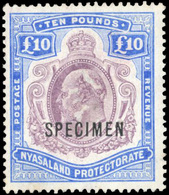 * 10£. Purple And Ultramarine. 2nd Choice. Optd. SPECIMEN. B. - Nyassaland (1907-1953)