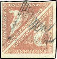 O 1p. Pale Brick-red. Pair. Paper Deeply Blued. CGH Cancellation In Black. Large Margins. SUP. - Ohne Zuordnung