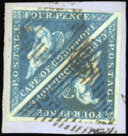 O 4p. Blue. Pair On Piece. VF. - Zonder Classificatie