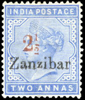 * 2 1/2 On 2a. Dull Blue. VF. - Zanzibar (...-1963)