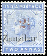 * 2 1/2 On 2a. Dull Blue. VF. - Zanzibar (...-1963)