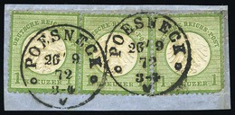 O 1k. Vert-jaune. Paire + 1 Ex. Obl CàD ''POESNECK - 26.9.72'' Sur Petit Fragment. TB. - Sonstige & Ohne Zuordnung