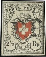 O ZU N°13II, Orts Post Croix Non En Cadrée. Type 13. Obl. PP De Zurich. Grandes Marges. Signé Berra. SUP. - Andere & Zonder Classificatie