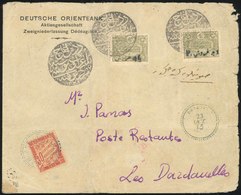 O 1pi. S/2pa. Olive X 2 Obl. S/lettre à Destination De DARDANELLES - TURQUIE. A L'arrivée, Lettre Taxée Par Un Timbre Ta - Thrakien