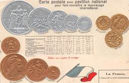 20-5469 : CARTE POSTALE AVEC PAVILLON NATIONAL. LA FRANCE. EDITION RAPHAËL TUCK - Monnaies (représentations)