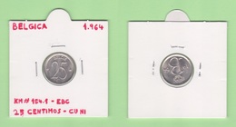 BELGICA  25  CENTIMOS  1.964   CU - NI  KM# 154.1  EBC  / XF    DL-12.399 - 25 Cents