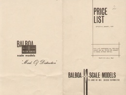 Catalogue BALBOA - ONLY Price List 1966 HO Gauge USA - Anglais