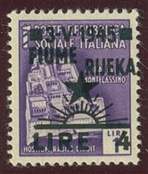 ITALIA - OCC. JUGOSLAVA DI FIUME SASS. 15n NUOVO - Jugoslawische Bes.: Fiume