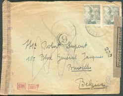 Lettre De LERIDA 28 Sept. 1943 Vers Bruxelles (Belgica) + Bande De Censure Espagnole  CENSURA GUBERNATIVA BARCELONA Et 1 - Nationalistische Censuur