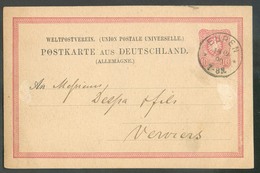 CANTONS De L'EST - ALLEMAGNE (Conf.) E.P. Carte 10pfg, Obl. Sc EUPEN 18/12 1880 Vers VERVIERS - Verso : Sc ALLEMAGNE PAR - Grenzübergangsstellen