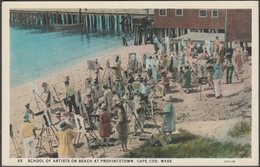 School Of Artists On Beach At Provincetown, Cape Cod, Massachusetts, C.1930 - ED West Postcard - Cape Cod