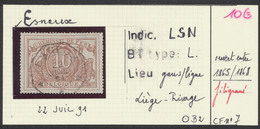 Chemin De Fer - TR7 Obl Télégraphique "Esneux" (1891). Ligne : Liège - Rivage / Telegraaf Op Spoorweg - Gebraucht