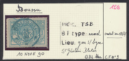 Chemin De Fer - TR9 Obl Télégraphique Bleue "Boussu"(1890). Ligne : St-Ghislain - Blaton / Telegraaf Op Spoorweg - Oblitérés