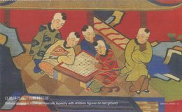 Art - Children Playing Weiqi, Part Of Kesi Silk Tapestry With Beizitou On Red Background, China's Prepaid Card - Chess