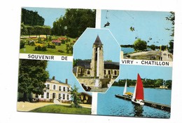 CPMJ4594 SOUVENIR DE VIRY CHATILLON LE PARC LE TELESIEGE L HOTEL DE VILLE LE BASSIN L EGLISE - Viry-Châtillon