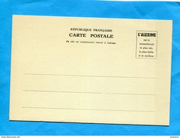 Carte Publicité Neuve "L'ALEXIME"-'pseuso Entier Postal-destiné Aux Soldats Pour F M- - Pseudo-interi Di Produzione Privata