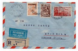 1951 YUGOSLAVIA,SERBIA,BELGRADE TO STOCKHOLM,SWEDEN,AIRMAIL,REGISTERED STATIONERY COVER,USED - Luftpost