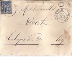11 . AUDE . QUILLAN .  TAD DE TYPE A2 . 1895 - Manual Postmarks