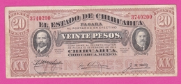 Mexique - ESTADO De CHIHUAHUA  20 Pesos  04 12 1915 - PickS 537a - Mexico