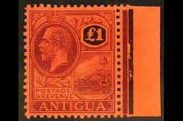 1921-9  £1 Purple & Black On Red, Wmk Mult. Crown CA, SG 61, Very Fine Mint, Barest Trace Of Hinge On Stamp. For More Im - Other & Unclassified