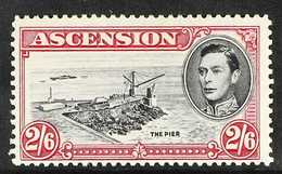 1944  2s6d Black And Deep Carmine Perf 13 With CUT MAST AND RAILINGS, SG 45cb, Never Hinged Mint. Rare, Especially In Th - Ascension