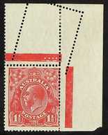 1926-30  KGV 1½d Scarlet, Perf 14, SG 87, Very Fine Mint Corner Marginal With DRAMATIC MISPERF. For More Images, Please  - Autres & Non Classés