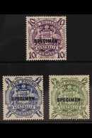 1949-50 HIGH VALUE SPECIMENS.  10s, £1 And £2 Coat Of Arms "SPECIMEN" Overprinted Set Complete, SG 224bs/ds, Never Hinge - Other & Unclassified