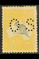 OFFICIAL  1915 5s Grey & Yellow Roo Punctured "OS", SG O37, Very Lightly Hinged Mint, Small Perf Tear At Top Right. Fres - Other & Unclassified