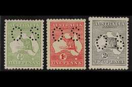 OFFICIALS  1914 ½d, 1d & 2d First (wide) Watermark, Small "OS" Perfin, SG O16/18, Never Hinged Mint (3 Stamps). For More - Sonstige & Ohne Zuordnung