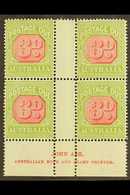 POSTAGE DUE  1922-30 3d Carmine And Yellow-green, SG D95, JOHN ASH Imprint Block Of Four, Fine Mint. (4 Stamps) For More - Autres & Non Classés
