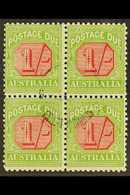 POSTAGE DUES  1931 - 36 1s Carmine And Yellow Green, SG D111, Very Fine Used Block Of 4, Central Cds Cancel. For More Im - Autres & Non Classés