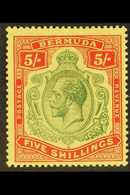 1918-22  5s Deep Green & Deep Red/yellow, SG 53, Very Fine Mint For More Images, Please Visit Http://www.sandafayre.com/ - Bermudes