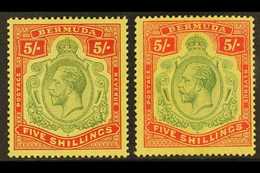 1918-22  5s, The Two Shades, SG 53/53d, Fine Mint. (2) For More Images, Please Visit Http://www.sandafayre.com/itemdetai - Bermudes