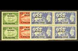 ERITREA  1951 2s50 - 10s Festival  High Val Surcharges, SG E30/32, In Never Hinged Mint Blocks Of 4. (12 Stamps) For Mor - Italienisch Ost-Afrika